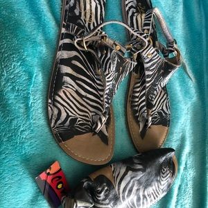 Icon hand painted sandals and pouch